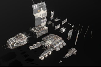 create hard surface 3d model, 3d spaceship, car 3d model, 3d vehicle, 3d tank