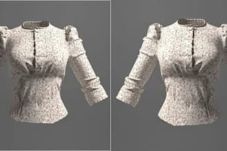 do second life mesh, 3d clothing fashion mesh modeling, 3d character model clo3d