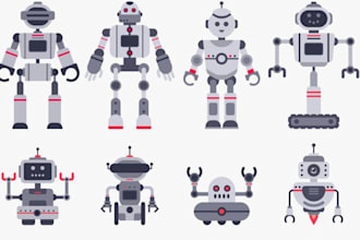 create futuristic robot mascot logo with unlimited review