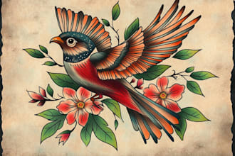 make custom drawing your traditional american tattoo design