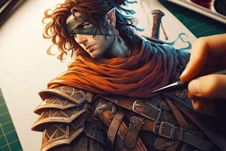 do draw dnd character art, rpg illustration,