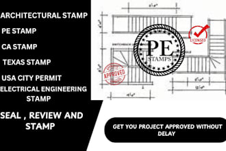 architectural stamp , structural stamp ,pe stamp mep stamp for USA city permit
