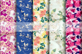 unique textured floral seamless pattern,hand drawn digital textile fabric print