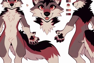 draw furry reference sheet illustration character oc fursona vtuber model anthro