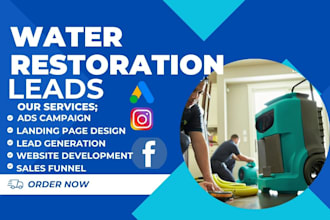 water restoration leads water damage leads water filtration landing page funnel