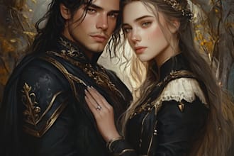 draw realistic family portrait, couple or group from photo