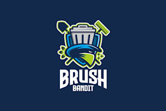 design pictorial brush bandit and cleaning logo