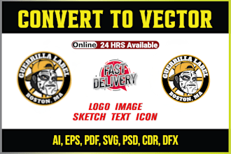 do a vector tracing, vectorize or redraw your raster image or logo into vector
