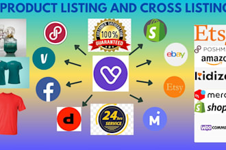 list and cross list using vendoo to poshmark, ebay, etsy, vinted and depop