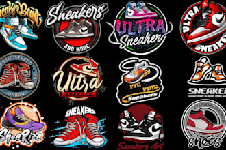design a premium sneakers shoes logo for your sneaker store or business