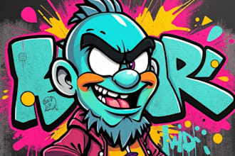 draw graffiti character, cool cartoon character