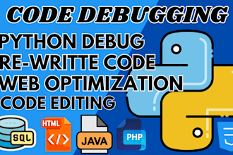 debug, fix bugs, rewrite, optimize code in python, javascript, sql, PHP, html