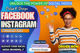 create engaging facebook, instagram business page, set social media brand pages