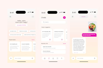 design a stunning ai chatbot UI UX app for you