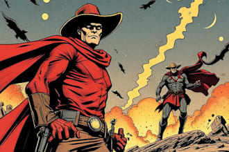 draw superhero art illustration comic page in western style