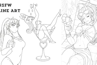 draw nsfw line art 2d line art line art animation pencil sketch art manga style