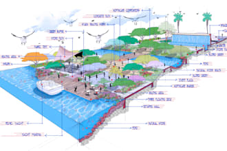 create stunning 3d section renderings for landscape architecture