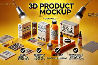 create realistic 3d product mockup design