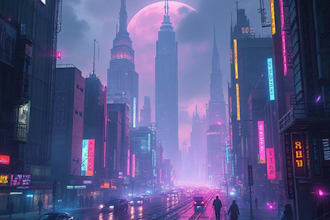 do futuristic cyberpunk city and sci fi concept art