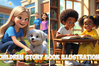do children book illustration, children story book illustration, children story