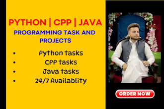 do computer science python , cpp and java programming tasks and projects