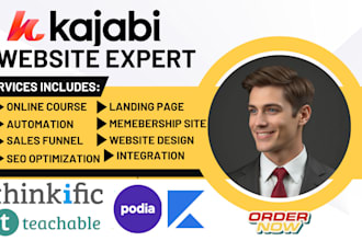 kajabi website design kajabi sales funnel landing page thinkific teachable podia