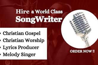 sing custom christian worship song, pop, gospel choir music rock male vocalist