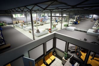 create 3d factory, 3d warehouse, 3d gas plant, industrial facility design