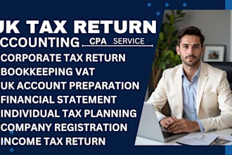 prepare UK self assessment tax returns, corporation tax, and bookkeeping service