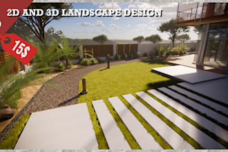 design your 2d and 3d backyard, front yard, garden, pool, outdoor
