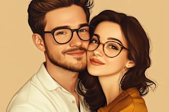 draw an amazing portrait illustration for couple