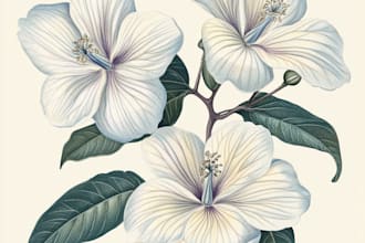 draw botanical illustration of plants, fruits, flowers, herbs
