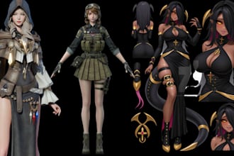 3d character model, 3d model rigging, 3d game character for animation and game