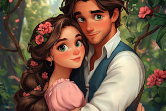 do illustrate a portrait in semi realism disney cartoon