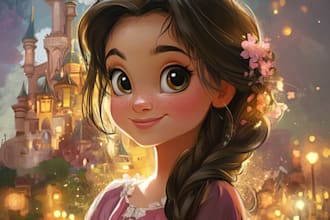 desing you a beautiful portrait in disney cartoon style