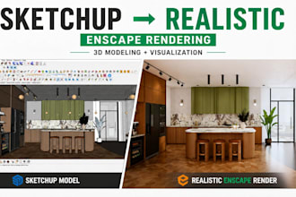 create 3d models and realistic renders in sketchup and enscape