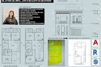 draw 2d plan or any other architectural blueprints drawing into autocad