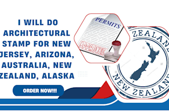 do architectural stamp for new jersey, arizona, australia, new zealand, alaska