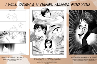 draw a 4 panel manga for you