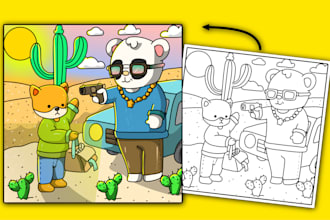 provide line art drawings for coloring book pages
