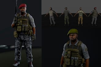 do 3d game character modelling , rigging and animation for unity, unreal engine