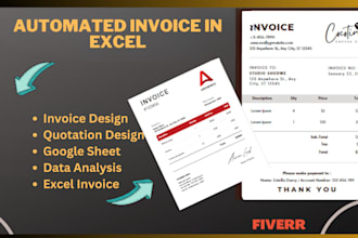 design auto calculated invoice in ms excel and google sheet