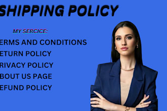 write refund and shipping policy privacy and return policy and about us