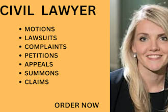 draft legal motions, lawsuits, complaints, petitions, appeal, case briefs, claim