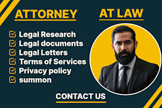draft legal research, legal documents,legal letter, terms of service, UK USA uae