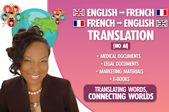 translate english to french, french to english, no ai