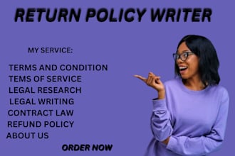 write shipping policy terms and of return policy privacy policy and about us