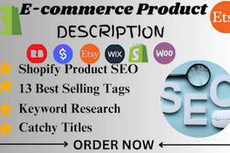 write engaging SEO optimized product description, title, tags for ecommerce