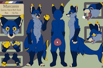 draw a reference sheet for your furry character