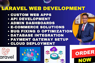 develop full stack laravel web apps with API and mysql